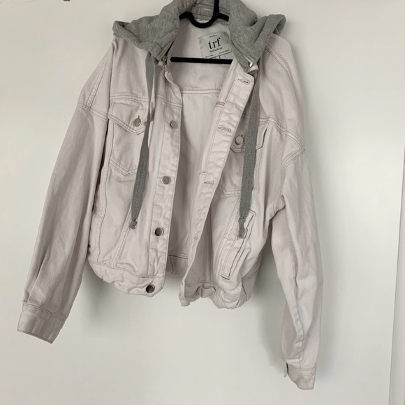 Zara, White Denim Jacket with Hood - Picture 1 of 3
